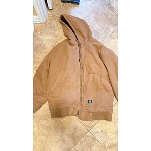 Vintage Polar King by Key insulated brown canvas work‎ mens hooded  jacket 2XL